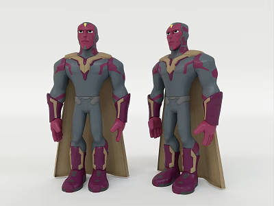 Game and Movie Character 3D Model With Gray Purple Costume Gold Accents and Cape 3d model