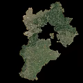 Satellite Map Wall Decor With Geographic Terrain And Boundary Lines In Green Yellow