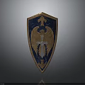 Ornate Decorative Shield With Blue Background Gold Eagle And Cross Design Elements