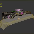 Modern Tactical Weapon Rifle With Scope Red Magazine On White Display Stand