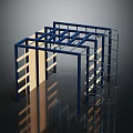 Blue Frame Playground Equipment With Wooden Climbing Panels And Spiral Ladder