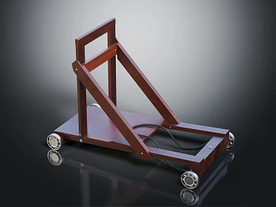 Sturdy Wooden Frame Mobile Cart With Wheels And Metal Connectors Design 3d model
