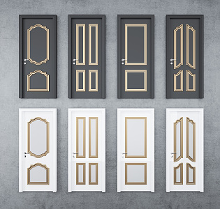 Modern swing door baking varnish single door combination 3d model