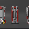 Modern Electronic Device Enclosures With Red Silver Gray Colors And Geometric Panel Designs 3d model