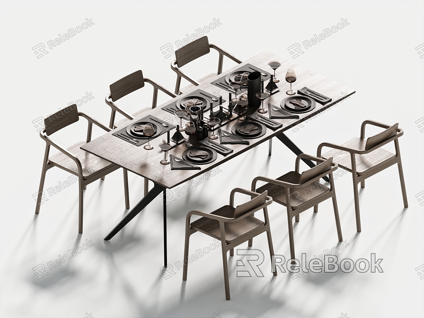 Modern Dining Table and Chair Dining Table Dining Chair Single Chair Tableware model