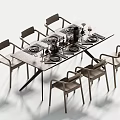 Minimalist Modern Dining Table And Chairs Set With Stylish Dining Tableware And Place Settings