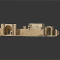 Detailed Ancient Architecture Model Featuring Stone Arches Columns And Symmetrical Structure 3d model