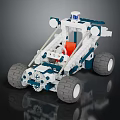 Electric Toy Construction Vehicle Building Blocks With Mechanical Gears White Blue Red Wheels Design
