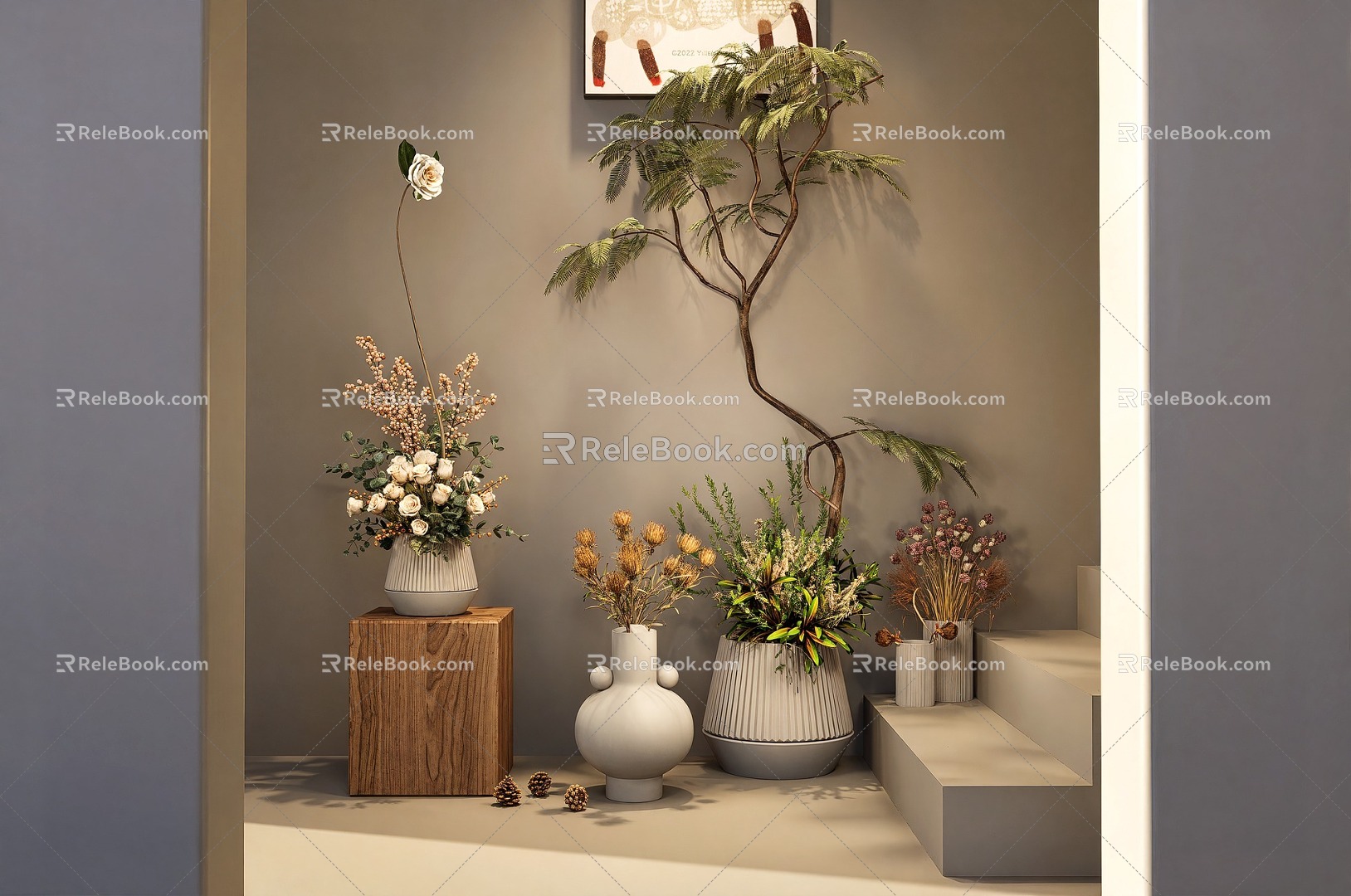 Modern Light Luxury Floriculture Floriculture Potted Plant Ornaments Artistic Flower Arranging 3d model