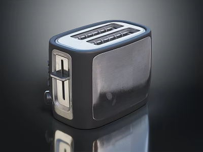 Modern Stainless Steel Toaster With Two Slice Slots And Sleek Black Exterior 3d model
