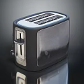Modern Stainless Steel Toaster With Two Slice Slots And Sleek Black Exterior