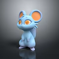 Blue 3D Cartoon Game Movie Character With Big Orange Ears And Standing Pose