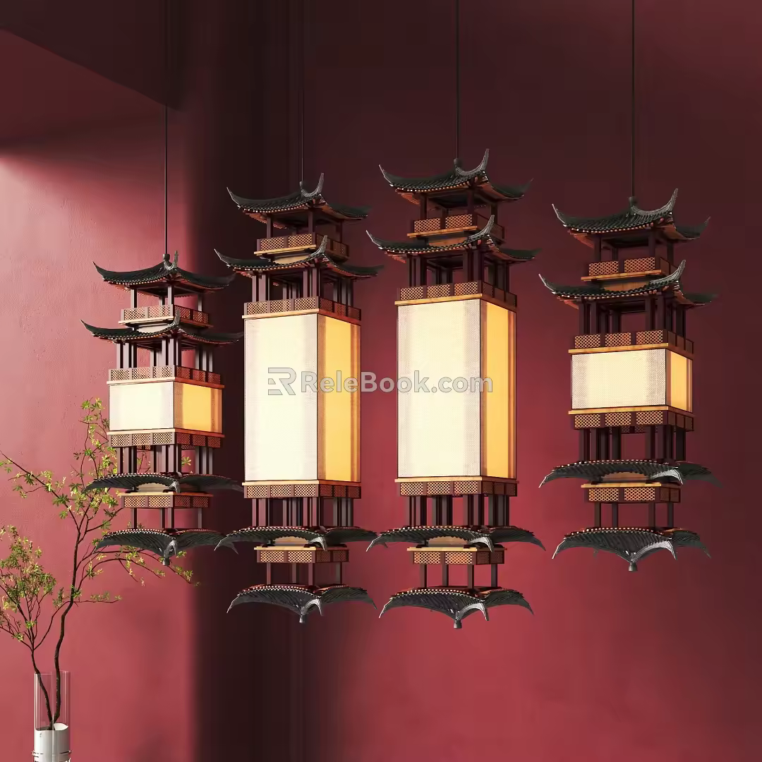 New Chinese Chandelier 3d model
