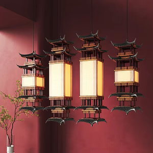 New Chinese Chandelier 3d model