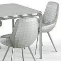Modern Table And Chair Set With Grey Upholstered Chairs And Metal Frame Marble Top