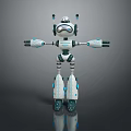 Game Movie Robot Character With White Blue Design Mechanical Limbs And Futuristic 3D Look