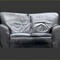 People Enjoying Comfortable Gray Leather Double Seater Sofa With Wrinkled Design