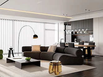 Modern Italian Home Living Room Large Flat Floor Guest Restaurant Horizontal Hall Guest Restaurant Black and White Guest Restaurant Advanced Grey Guest Restaurant Black and White Grey Guest Restaurant 3d model