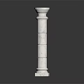 White Marble Decorative Column with Pedestal Base and Classic Architectural Details