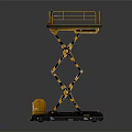 Yellow Scissor Lift Platform With Guardrail And Hydraulic Structure Industrial Equipment