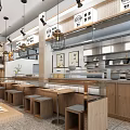 Japanese Ramen Restaurant Interior With Wooden Decor Staircase And Bar Counter