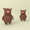 Cute Brown Pig Dolls Large And Small Stuffed Toys With Pink Ears And Nose