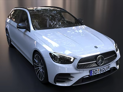 White Mercedes-Benz Wagon with Sleek Body Lines Front Grille and Alloy Wheels 3d model