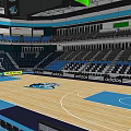 Indoor Basketball Court With Modern Stadium Seats Wooden Floor And Adidas Advertising Boards