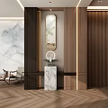 New Chinese-style Entrance Log Partition Entrance 3d model
