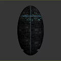 Cartoon Scene Featuring Gray Egg Shaped Object With Small Square Textures And Blue Grid Lines