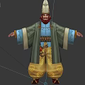 3D Character Model Front Back View With Detailed Facial Features Hair And Beard Design