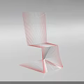 Modern Single Chair with Linear Geometric Structure in Soft Pink Tone against Minimalist White Background