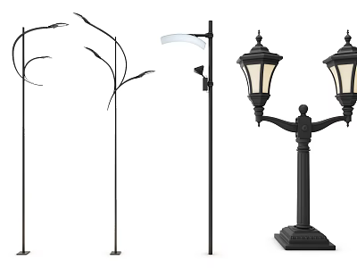 Outdoor Lights Curved Modern And Double Headed Vintage Design Styles Collection 3d model