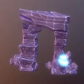 Purple Stone Archway Structure with Glowing Runes on Both Sides and Base Stone Decorations