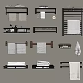 Bathroom Towel Racks And Accessories With White Towels Soap And Tissue Holder