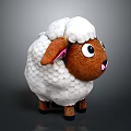 Cute Cartoon Sheep Toy With White Wool Brown Head And Big Eyes Design