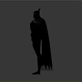 Batman Black Silhouette with Cape and Ears Standing on Gray Gradient Background