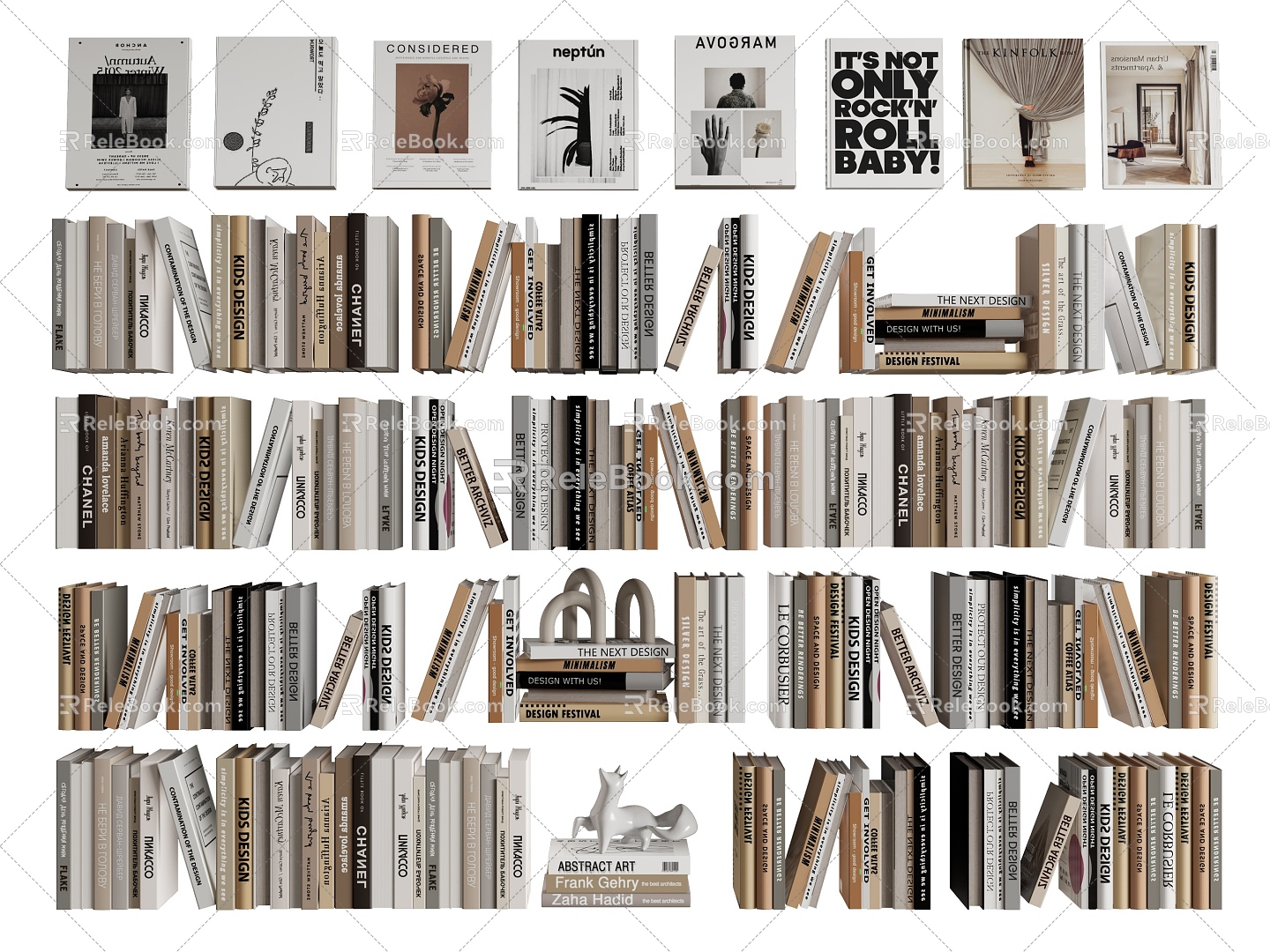 Modern Books, Books, Combinations, Magazines, Newspapers and Periodicals 3d model