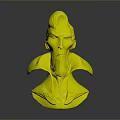 Cartoon Style Male Character With Dark Hair Beard Red Cloak Blue Outfit And Golden Details
