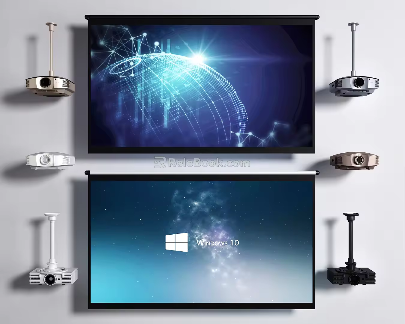 Modern Projection Screen Projector Curtain Combination 3d model