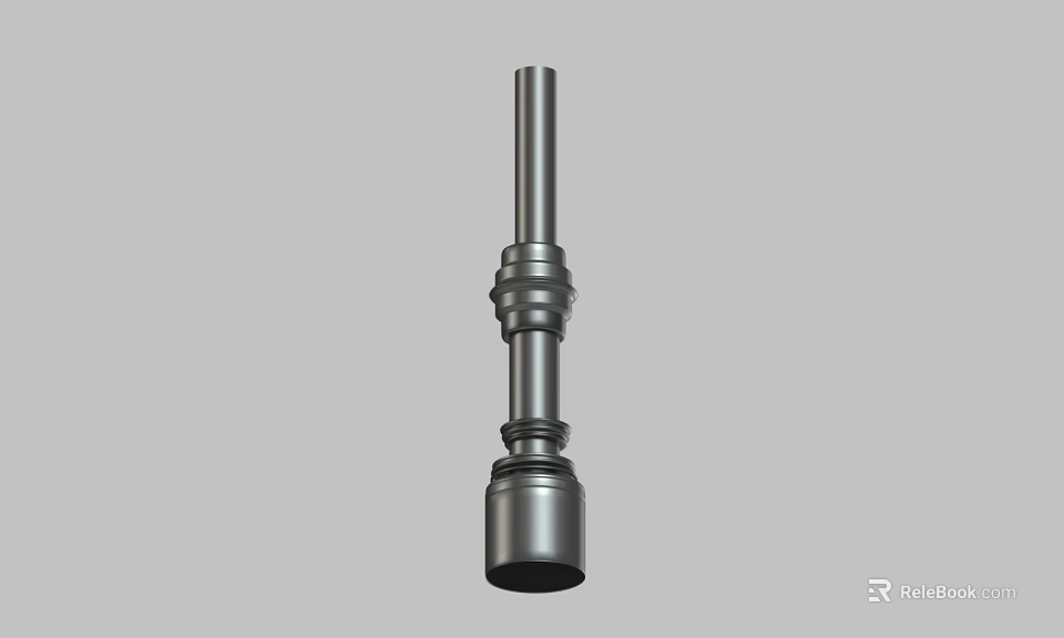 Industrial Cylindrical Metal Component With Polished Surface And Ringed Design 3d model 