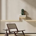 Cozy Living Room Interior With Green Sculpture White Shelf And Potted Plant