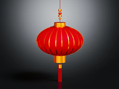 Red Decorative Lantern With Gold Trim For Home Furniture Accent 3d model