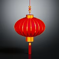 Red Decorative Lantern With Gold Trim For Home Furniture Accent