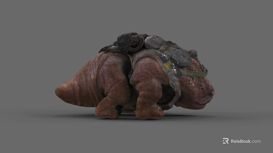Game and Movie Creature Character With Back Armor Robust Build and Reddish Brown Color 3d model 