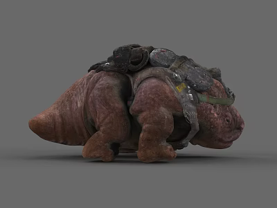 Game and Movie Creature Character With Back Armor Robust Build and Reddish Brown Color 3d model
