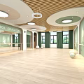 School Dance Studio With Green Walls Wooden Flooring And Ballet Barres