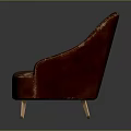 Red Velvet Armchair Featuring Gold Accents Ornate Patterns and Sturdy Gold Legs Vintage Furniture Design