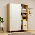 Modern Wardrobe with Wooden White Double Doors and Internal Storage for Folded Clothes