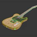 Electric Guitar With Wooden Body Black Pickguard Light Colored Neck And Tuning Pegs